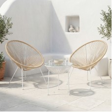 Σαλόνι Εξωτερικού Χώρου Acapulco pakoworld Σετ 3τεμ pe rattan σε φυσική απόχρωση με λευκό μέταλλο Φ50x52εκ Σαλόνι Εξωτερικού Χώρου Acapulco pakoworld Σετ 3τεμ pe rattan σε φυσική απόχρωση με λευκό μέταλλο Φ50x52εκ