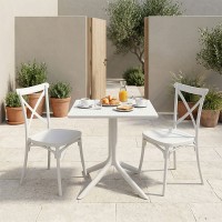 Τραπεζαρία Groovy Crossie pakoworld σετ 3τεμ λευκό PP 60x60x76εκ Τραπεζαρία Groovy Crossie pakoworld σετ 3τεμ λευκό PP 60x60x76εκ