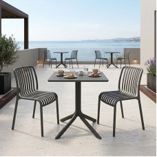 Τραπεζαρία Groovy Zoi pakoworld σετ 3τεμ ανθρακί PP 60x60x76εκ