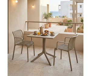 Τραπεζαρία Groovy Zoi pakoworld σετ 3τεμ cappuccino PP 60x60x76εκ