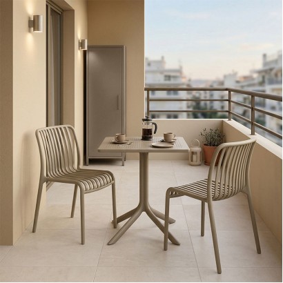 Τραπεζαρία Groovy Zoi pakoworld σετ 3τεμ cappuccino PP 60x60x76εκ Τραπεζαρία Groovy Zoi pakoworld σετ 3τεμ cappuccino PP 60x60x76εκ