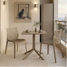 Τραπεζαρία Groovy Hush pakoworld σετ 3τεμ cappuccino PP 60x60x76εκ