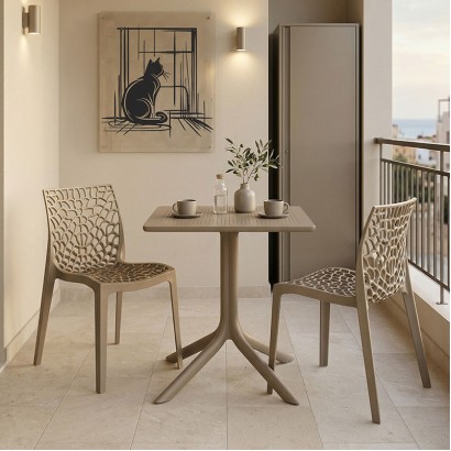 Τραπεζαρία Groovy Hush pakoworld σετ 3τεμ cappuccino PP 60x60x76εκ Τραπεζαρία Groovy Hush pakoworld σετ 3τεμ cappuccino PP 60x60x76εκ