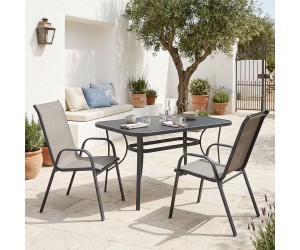 Τραπεζαρία Ensure Calan pakoworld σετ 3τεμ ανθρακί μέταλλο με γυαλί 120x70x70εκ Τραπεζαρία Ensure Calan pakoworld σετ 3τεμ ανθρακί μέταλλο με γυαλί 120x70x70εκ