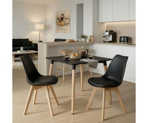 Τραπεζαρία με Καρέκλες Gaston και Τραπέζι Natali μαύρο 80x80x76εκ Σετ 3τεμ Τραπεζαρία με Καρέκλες Gaston και Τραπέζι Natali μαύρο 80x80x76εκ Σετ 3τεμ