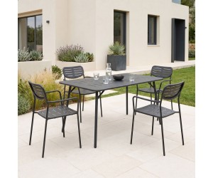 Τραπεζαρία Moraja Deraby pakoworld σετ 5τεμ μαύρο μέταλλο 140x80x72εκ