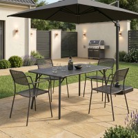 Τραπεζαρία Moraja Federal pakoworld σετ 5τεμ μαύρο μέταλλο 140x80x72εκ