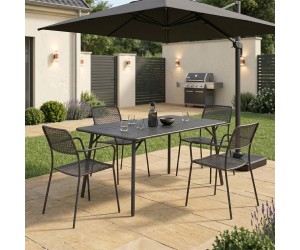 Τραπεζαρία Moraja Federal pakoworld σετ 5τεμ μαύρο μέταλλο 140x80x72εκ