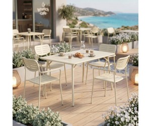 Τραπεζαρία Moraja Deraby pakoworld σετ 5τεμ κρεμ μέταλλο 140x80x72εκ