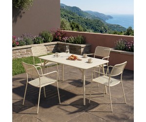 Τραπεζαρία Moraja Federal pakoworld σετ 5τεμ κρεμ μέταλλο 140x80x72εκ