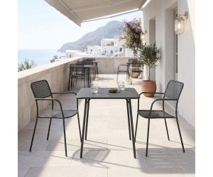 Τραπεζαρία Moraja Federal pakoworld σετ 3τεμ μαύρο μέταλλο 70x70x73εκ