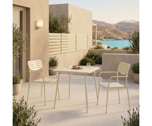 Τραπεζαρία Moraja Deraby pakoworld σετ 3τεμ κρεμ μέταλλο 70x70x73εκ