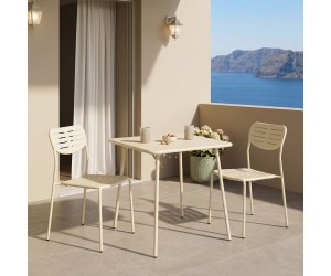 Τραπεζαρία Moraja Deraby I pakoworld σετ 3τεμ κρεμ μέταλλο 70x70x73εκ