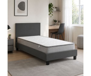 Κρεβάτι με στρώμα Nevil-Perfecto pakoworld ύφασμα ανθρακί-μαύρο πόδι 90x190εκ