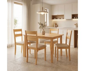 Τραπεζαρία Dallan Country pakoworld 5τεμ σε φυσική απόχρωση rubberwood 120-150x80x74εκ Τραπεζαρία Dallan Country pakoworld 5τεμ σε φυσική απόχρωση rubberwood 120-150x80x74εκ