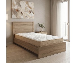 Κρεβάτι με στρώμα Athos Sleepy pakoworld sonoma 90x190εκ Κρεβάτι με στρώμα Athos Sleepy pakoworld sonoma 90x190εκ
