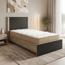 Κρεβάτι με στρώμα Athos Sleepy pakoworld sonoma ανθρακί 90x190εκ Κρεβάτι με στρώμα Athos Sleepy pakoworld sonoma ανθρακί 90x190εκ