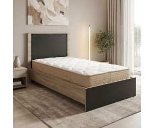 Κρεβάτι με στρώμα Athos Sleepy pakoworld sonoma ανθρακί 90x190εκ Κρεβάτι με στρώμα Athos Sleepy pakoworld sonoma ανθρακί 90x190εκ