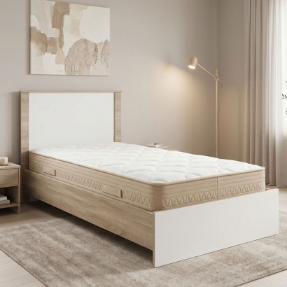 Κρεβάτι με στρώμα Athos Sleepy pakoworld sonoma λευκό 90x190εκ Κρεβάτι με στρώμα Athos Sleepy pakoworld sonoma λευκό 90x190εκ