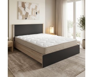 Κρεβάτι με στρώμα Athos Sleepy pakoworld sonoma ανθρακί 160x200εκ