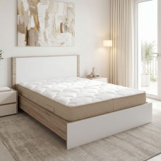 Κρεβάτι με στρώμα Athos Sleepy pakoworld sonoma λευκό 160x200εκ