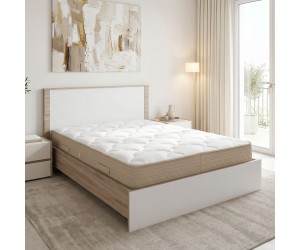 Κρεβάτι με στρώμα Athos Sleepy pakoworld sonoma λευκό 160x200εκ