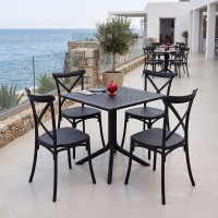 Τραπεζαρία Crossie Groovy pakoworld σετ 5τεμ ανθρακί PP 80x80x74εκ