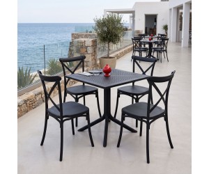 Τραπεζαρία Crossie Groovy pakoworld σετ 5τεμ ανθρακί PP 80x80x74εκ Τραπεζαρία Crossie Groovy pakoworld σετ 5τεμ ανθρακί PP 80x80x74εκ