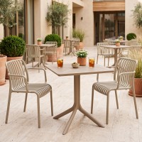 Τραπεζαρία Zoi Groovy pakoworld σετ 3τεμ cappuccino PP 80x80x74εκ Τραπεζαρία Zoi Groovy pakoworld σετ 3τεμ cappuccino PP 80x80x74εκ