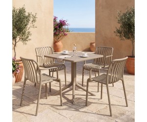 Τραπεζαρία Zoi Groovy pakoworld σετ 5τεμ cappuccino PP 80x80x74εκ Τραπεζαρία Zoi Groovy pakoworld σετ 5τεμ cappuccino PP 80x80x74εκ