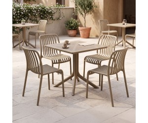 Τραπεζαρία Zoi Groovy pakoworld σετ 5τεμ cappuccino PP 80x80x74εκ Τραπεζαρία Zoi Groovy pakoworld σετ 5τεμ cappuccino PP 80x80x74εκ