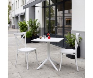 Τραπεζαρία Groovy Crossie pakoworld σετ 3τεμ λευκό PP 60x60x76εκ Τραπεζαρία Groovy Crossie pakoworld σετ 3τεμ λευκό PP 60x60x76εκ