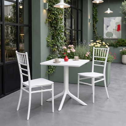 Τραπεζαρία Groovy Tifany I pakoworld σετ 3τεμ λευκό PP 60x60x76εκ