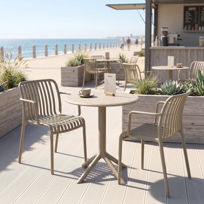 Τραπεζαρία Mercon Zoi pakoworld σετ 3τεμ cappuccino PP Φ60x75εκ Τραπεζαρία Mercon Zoi pakoworld σετ 3τεμ cappuccino PP Φ60x75εκ