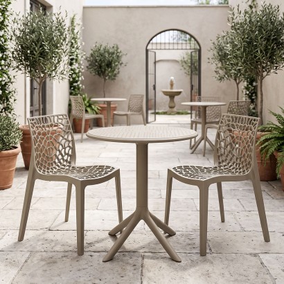 Τραπεζαρία Mercon Hush pakoworld σετ 3τεμ cappuccino PP Φ60x75εκ Τραπεζαρία Mercon Hush pakoworld σετ 3τεμ cappuccino PP Φ60x75εκ