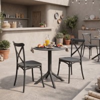 Τραπεζαρία Mercon Crossie pakoworld σετ 3τεμ ανθρακί PP Φ60x75εκ Τραπεζαρία Mercon Crossie pakoworld σετ 3τεμ ανθρακί PP Φ60x75εκ