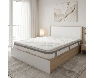 Κρεβάτι με στρώμα Athos Utopia pakoworld sonoma και λευκό 160x200εκ Κρεβάτι με στρώμα Athos Utopia pakoworld sonoma και λευκό 160x200εκ