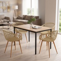 Τραπεζαρία με Πολυθρόνες Ezra cappuccino και Τραπέζι Faragio μαύρο με φυσική απόχρωση 120x75x75εκ Σετ 5τεμ Τραπεζαρία με Πολυθρόνες Ezra cappuccino και Τραπέζι Faragio μαύρο με φυσική απόχρωση 120x75x75εκ Σετ 5τεμ