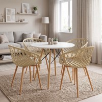 Τραπεζαρία με Πολυθρόνες Ezra cappuccino και Τραπέζι Julita λευκό Φ80x73εκ Σετ 5τεμ Τραπεζαρία με Πολυθρόνες Ezra cappuccino και Τραπέζι Julita λευκό Φ80x73εκ Σετ 5τεμ