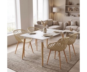 Τραπεζαρία με Πολυθρόνες Ezra cappuccino και Τραπέζι Natali λευκό 120x80x76εκ Σετ 5τεμ Τραπεζαρία με Πολυθρόνες Ezra cappuccino και Τραπέζι Natali λευκό 120x80x76εκ Σετ 5τεμ