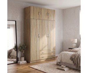 Ντουλάπα τρίφυλλη με πατάρι Alvia pakoworld sonoma 150x51x240εκ Ντουλάπα τρίφυλλη με πατάρι Alvia pakoworld sonoma 150x51x240εκ