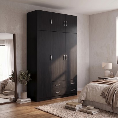 Ντουλάπα τρίφυλλη με πατάρι Alvia pakoworld wenge 150x51x240εκ Ντουλάπα τρίφυλλη με πατάρι Alvia pakoworld wenge 150x51x240εκ