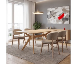 Τραπεζαρία με Καρέκλες Sienna μπεζ και Τραπέζι Raffles rubberwood σε φυσική απόχρωση 150x90x76εκ Σετ 5τεμ Τραπεζαρία με Καρέκλες Sienna μπεζ και Τραπέζι Raffles rubberwood σε φυσική απόχρωση 150x90x76εκ Σετ 5τεμ