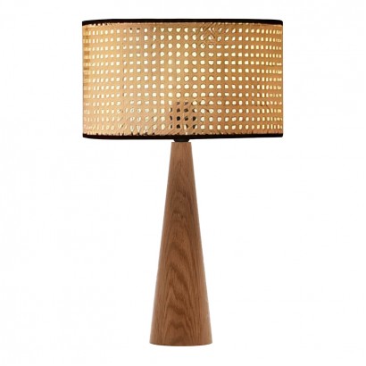 Επιτραπέζιο φωτιστικό Retroa pakoworld ξύλο οξιάς και pe rattan σε φυσικό χρώμα Φ24x38εκ