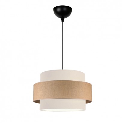 Φωτιστικό οροφής Fozy pakoworld ύφασμα σε κρέμα-φυσικό απόχρωση Φ30x22εκ