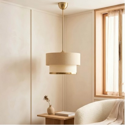 Φωτιστικό οροφής Lembar pakoworld LED Ε27 μπεζ με χρυσό Φ30x20εκ Φωτιστικό οροφής Lembar pakoworld LED Ε27 μπεζ με χρυσό Φ30x20εκ