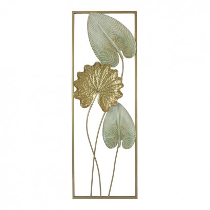 Διακοσμητικό τοίχου Tropana II Inart μέταλλο σε χρυσή και λευκή απόχρωση 31x2.5x90.2εκ