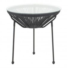 Τραπέζι Acapulco pakoworld μεταλλο-pe rattan σε μαύρη απόχρωση Φ50x52εκ