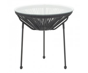 Τραπέζι Acapulco pakoworld μεταλλο-pe rattan σε μαύρη απόχρωση Φ50x52εκ