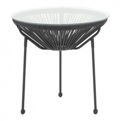 Τραπέζι Acapulco pakoworld μεταλλο-pe rattan σε μαύρη απόχρωση Φ50x52εκ